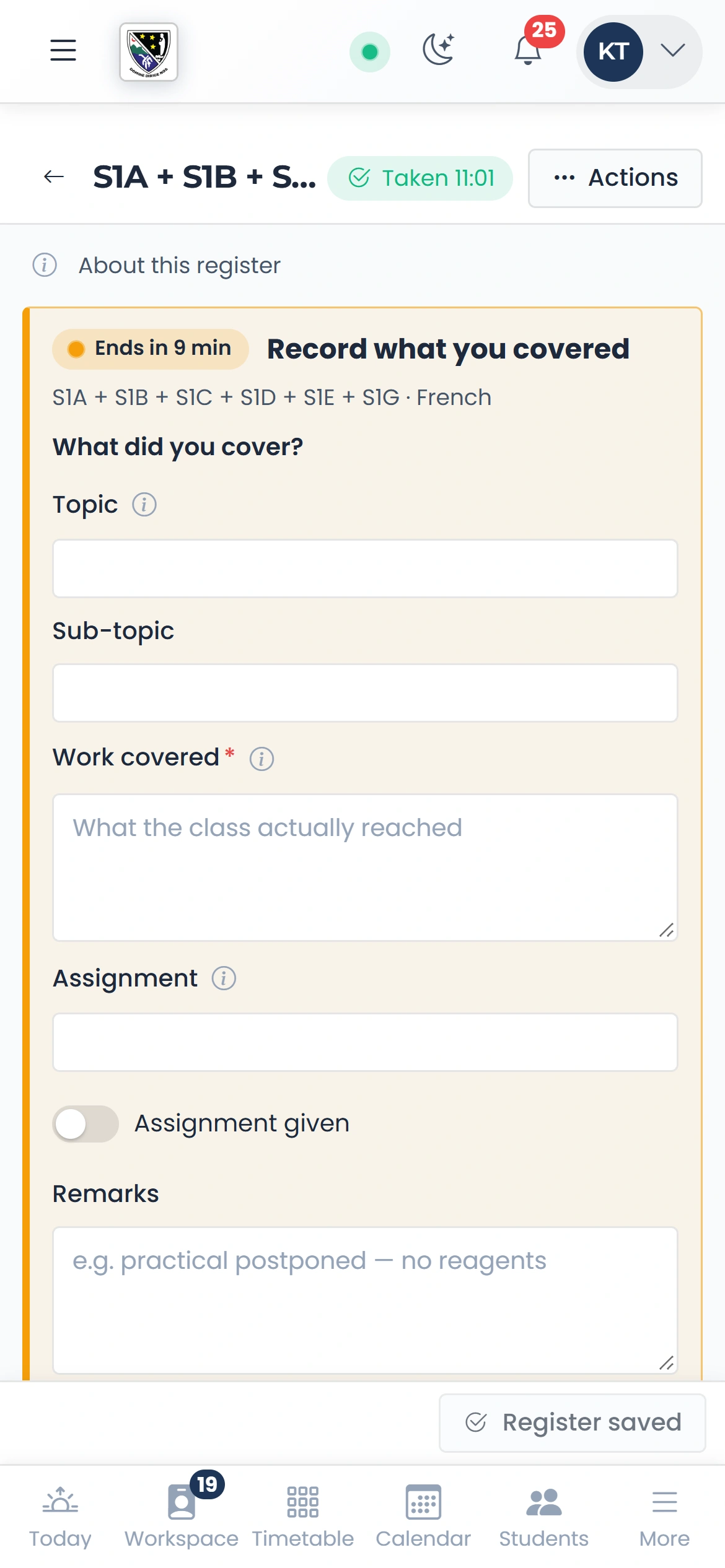 Record what you covered