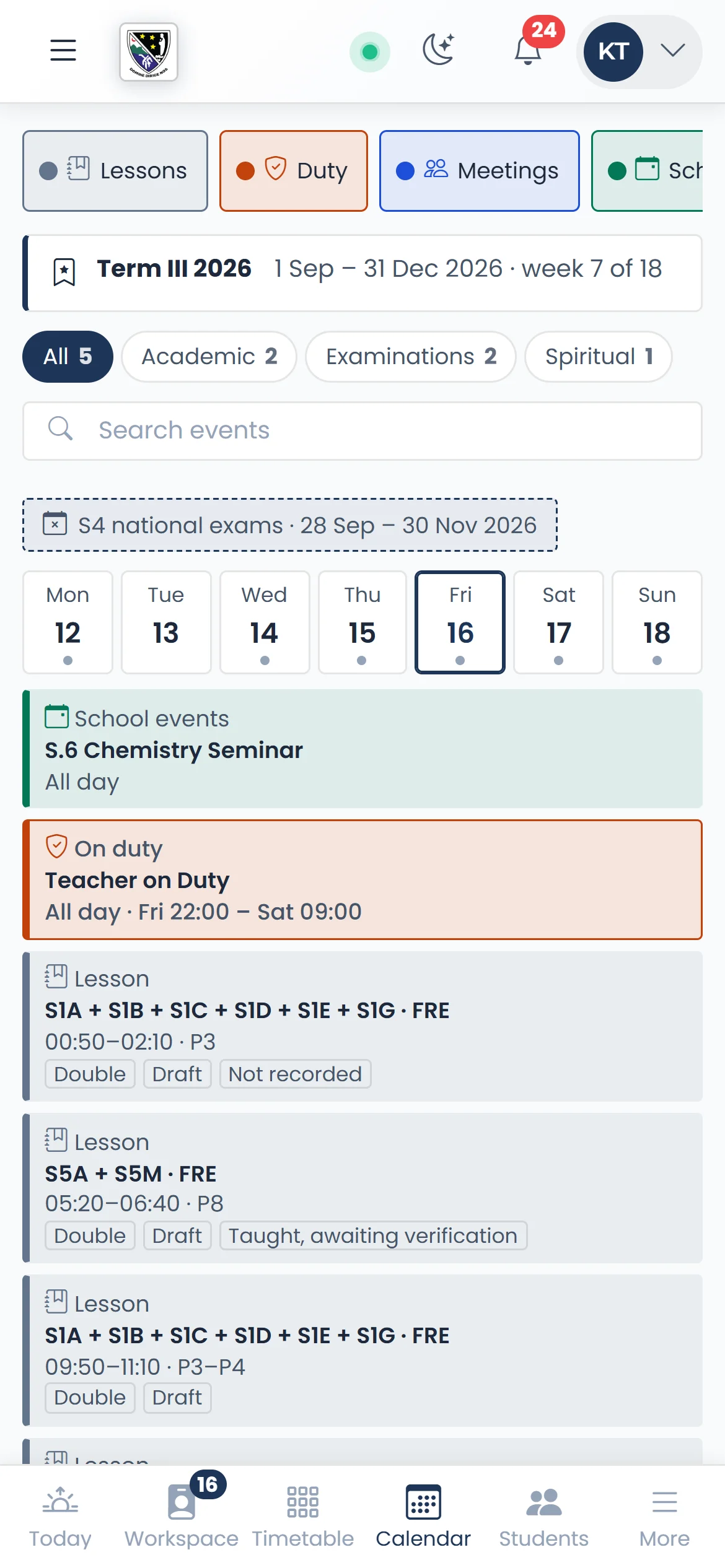 My calendar