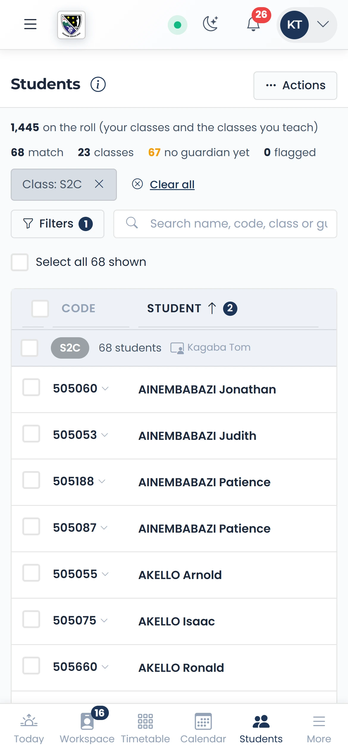 Your Student List