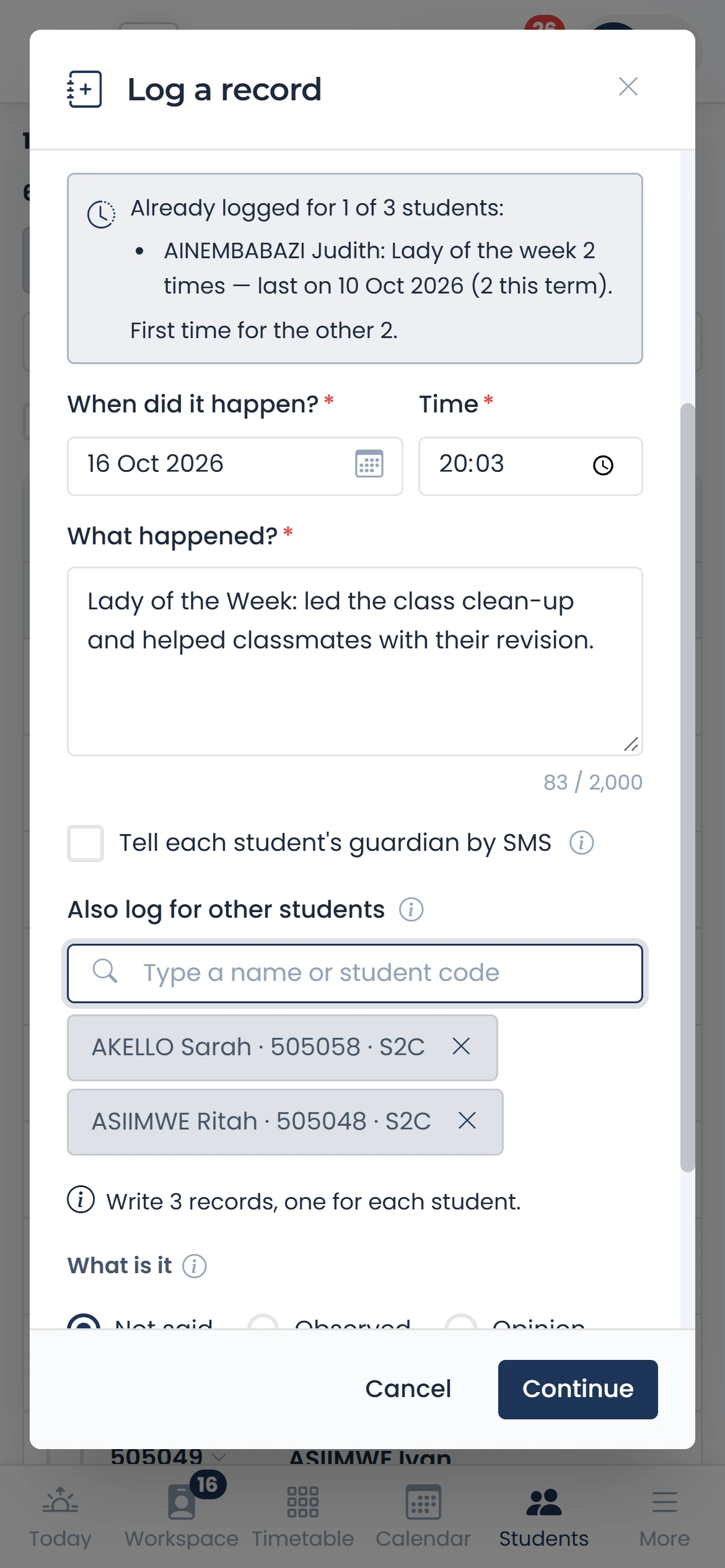 Several students at once